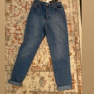Petite washed blue mom jeans